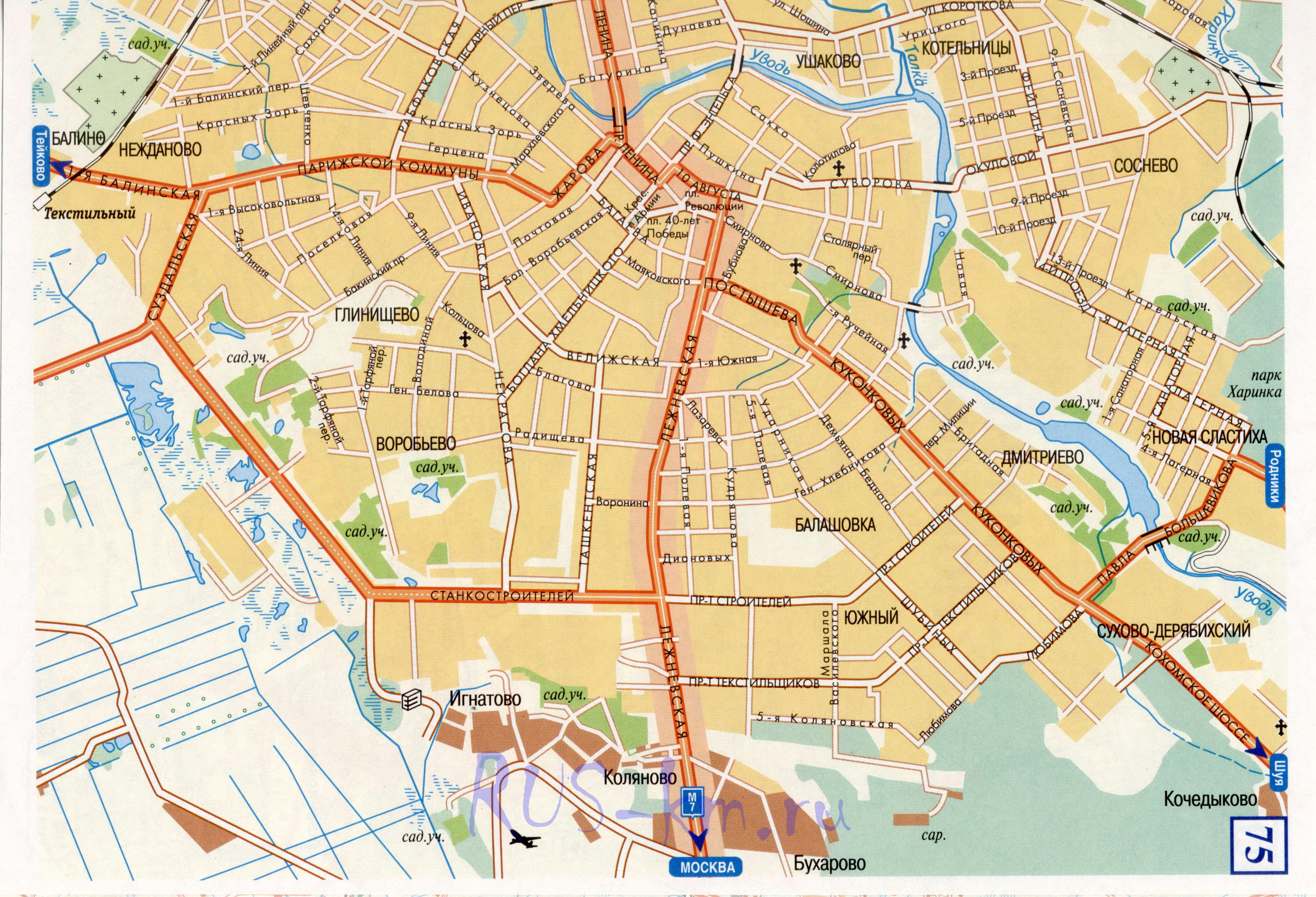 Карта города Иваново с указанием улиц