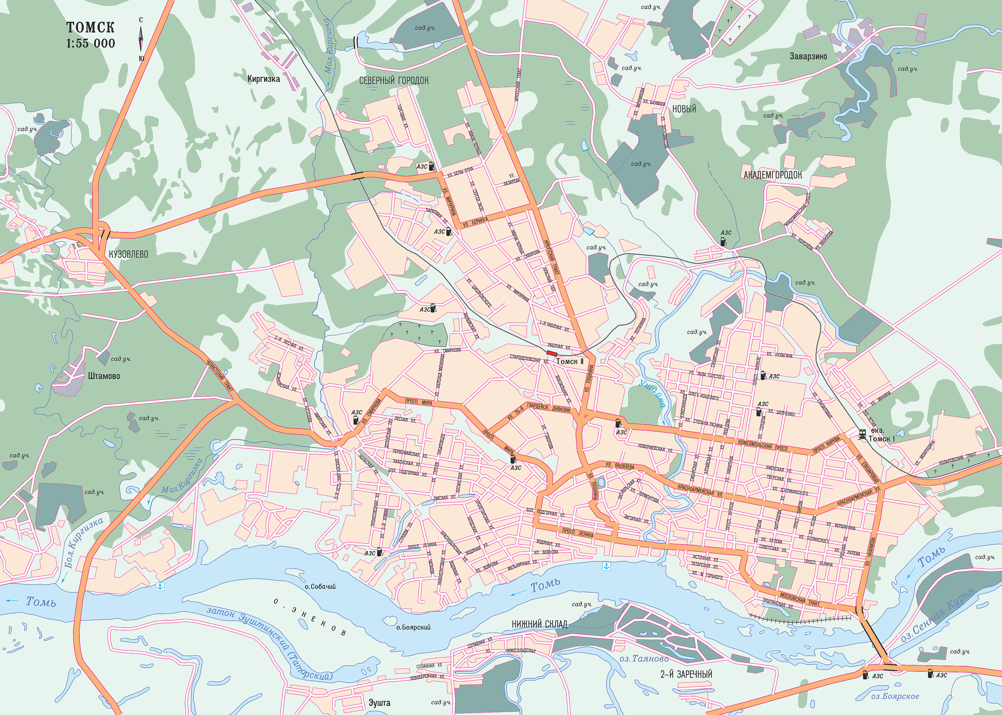 карта города Томска с улицами
