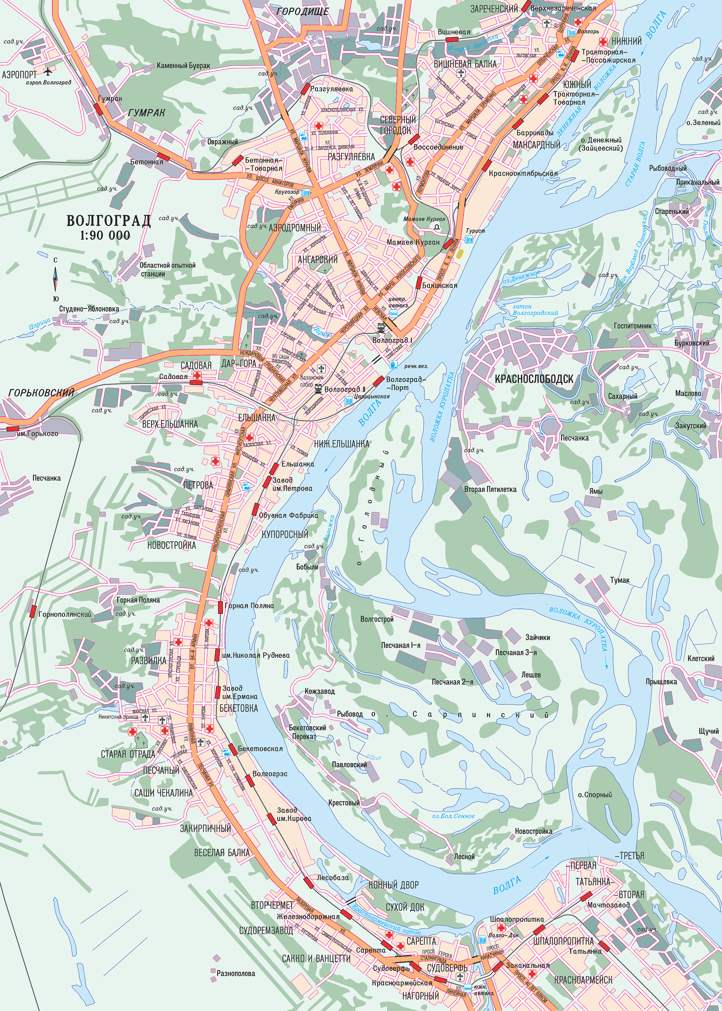Карта Волгограда с улицами